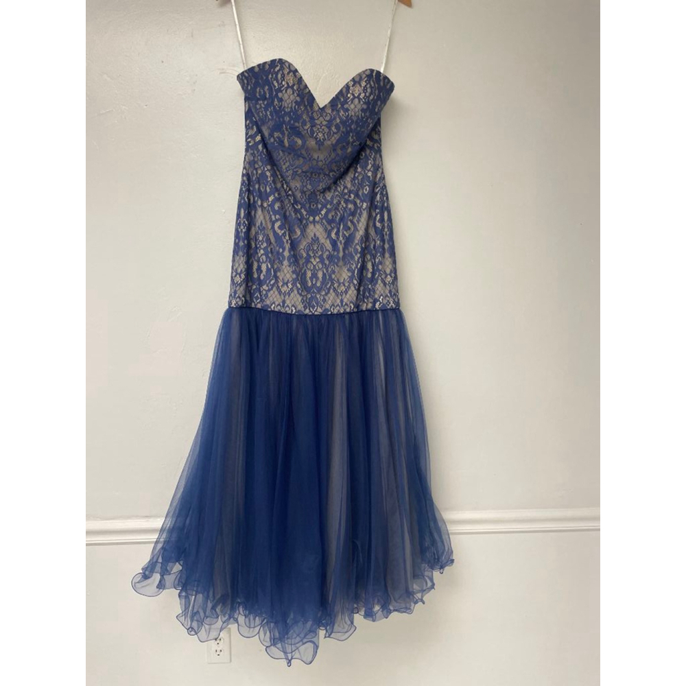 Women's Ashley & Justin SAMPLE Bridesmaids Dress Size 14 Blue Lace Tulle